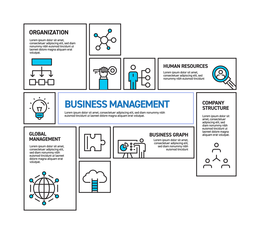 Business-Management-bezogenes Vektorlinien-Infografik-Design